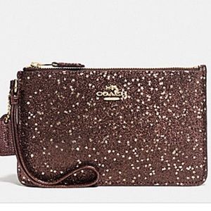 COACH Glitter Star Wristlet Bronze Gold